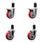 Service Caster 4'' Red Poly Swivel 1-5/8'' Expanding Stem Caster Set 2 Total Lock Brakes, 4PK SCC-EXTTL20S414-PPUB-RED-2-S-2-158 - alternate 1